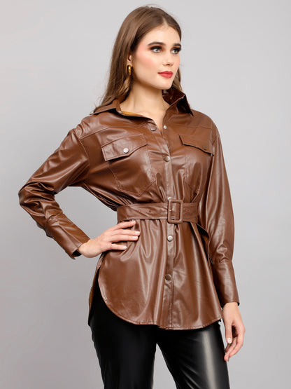 Faux Leather Winter Shirt/Dress