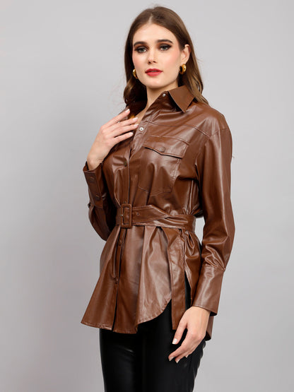 Faux Leather Winter Shirt/Dress