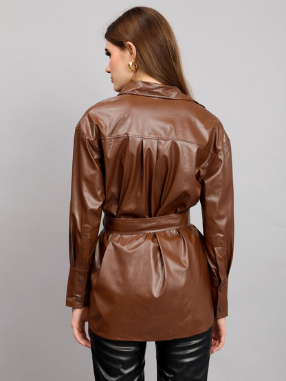 Faux Leather Winter Shirt/Dress