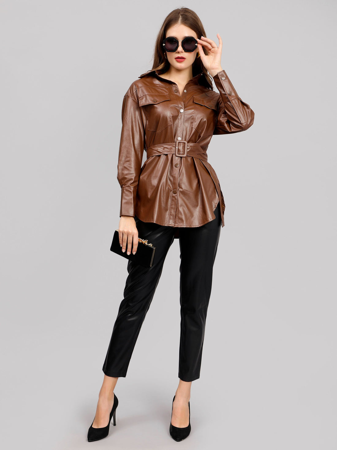 Faux Leather Winter Shirt/Dress