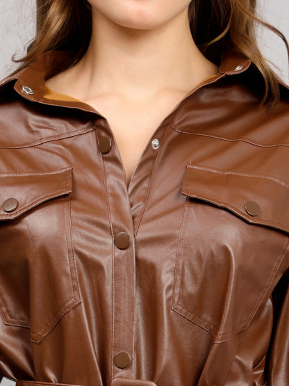 Faux Leather Winter Shirt/Dress
