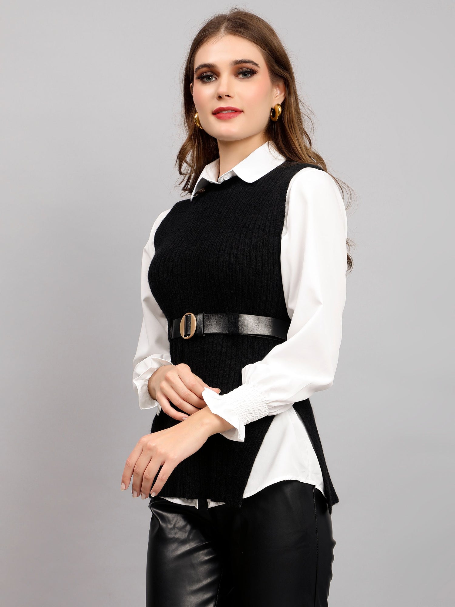 Knitted Winter Vest and Shirt Set