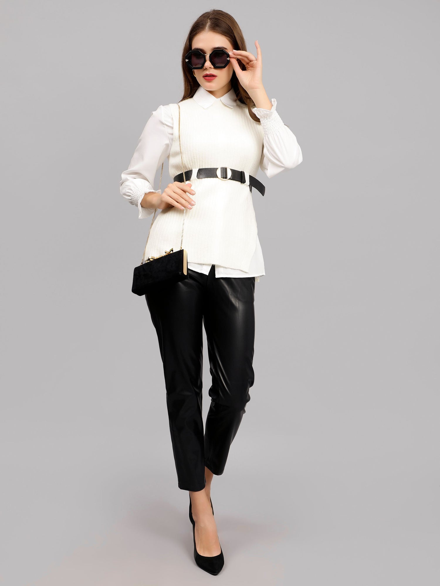 Knitted Winter Vest and Shirt Set