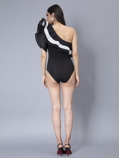 One Shoulder Ruffle Bodysuit