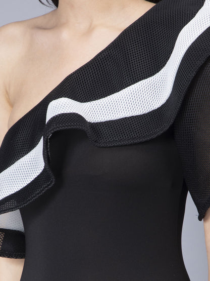 One Shoulder Ruffle Bodysuit