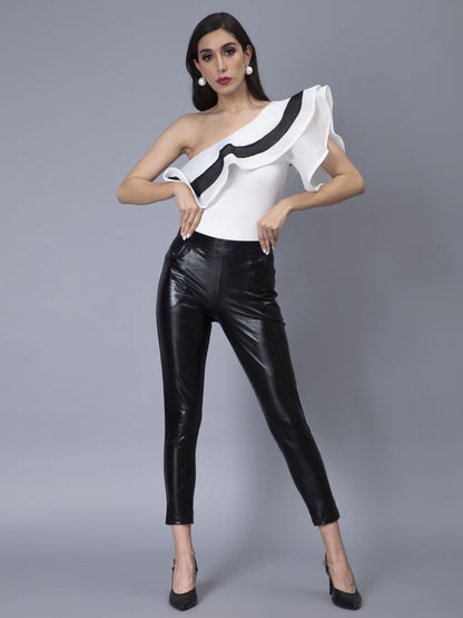 One Shoulder Ruffle Bodysuit