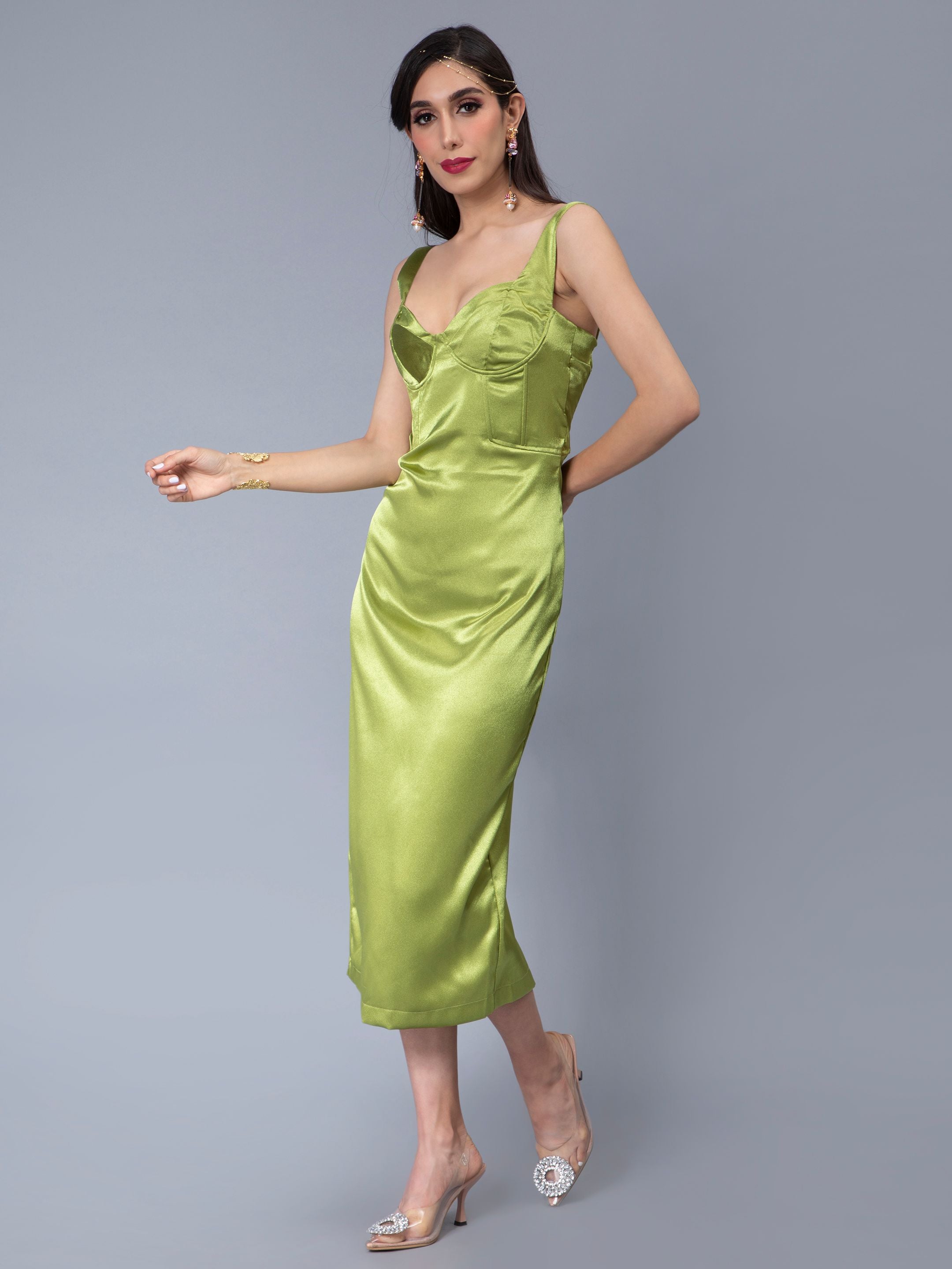 Bra Cups Satin Dress