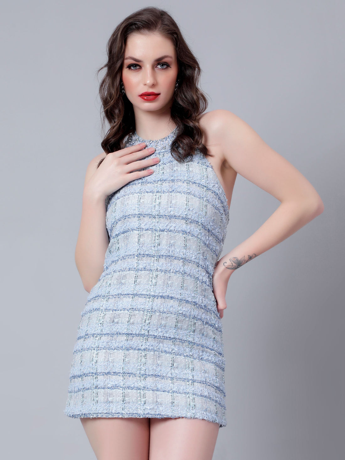 Plaid Tweed Short Dress