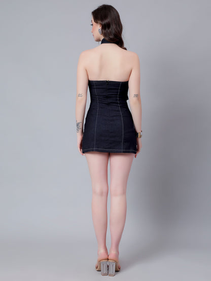 Halter Zipper Mini Dress