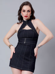 Halter Zipper Mini Dress