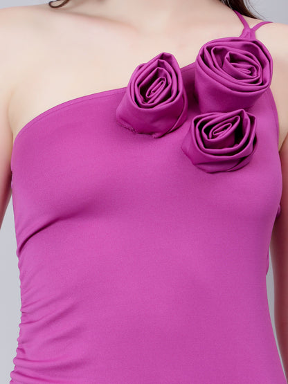 Off-Shoulder Flower Midi Dress