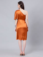 Off Shoulder Satin Midi Dress