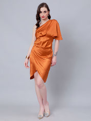 Off Shoulder Satin Midi Dress