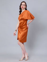 Off Shoulder Satin Midi Dress