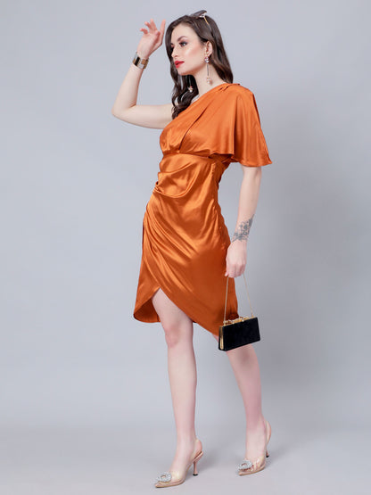 Off Shoulder Satin Midi Dress
