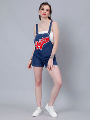 Embroidery Denim Playsuit