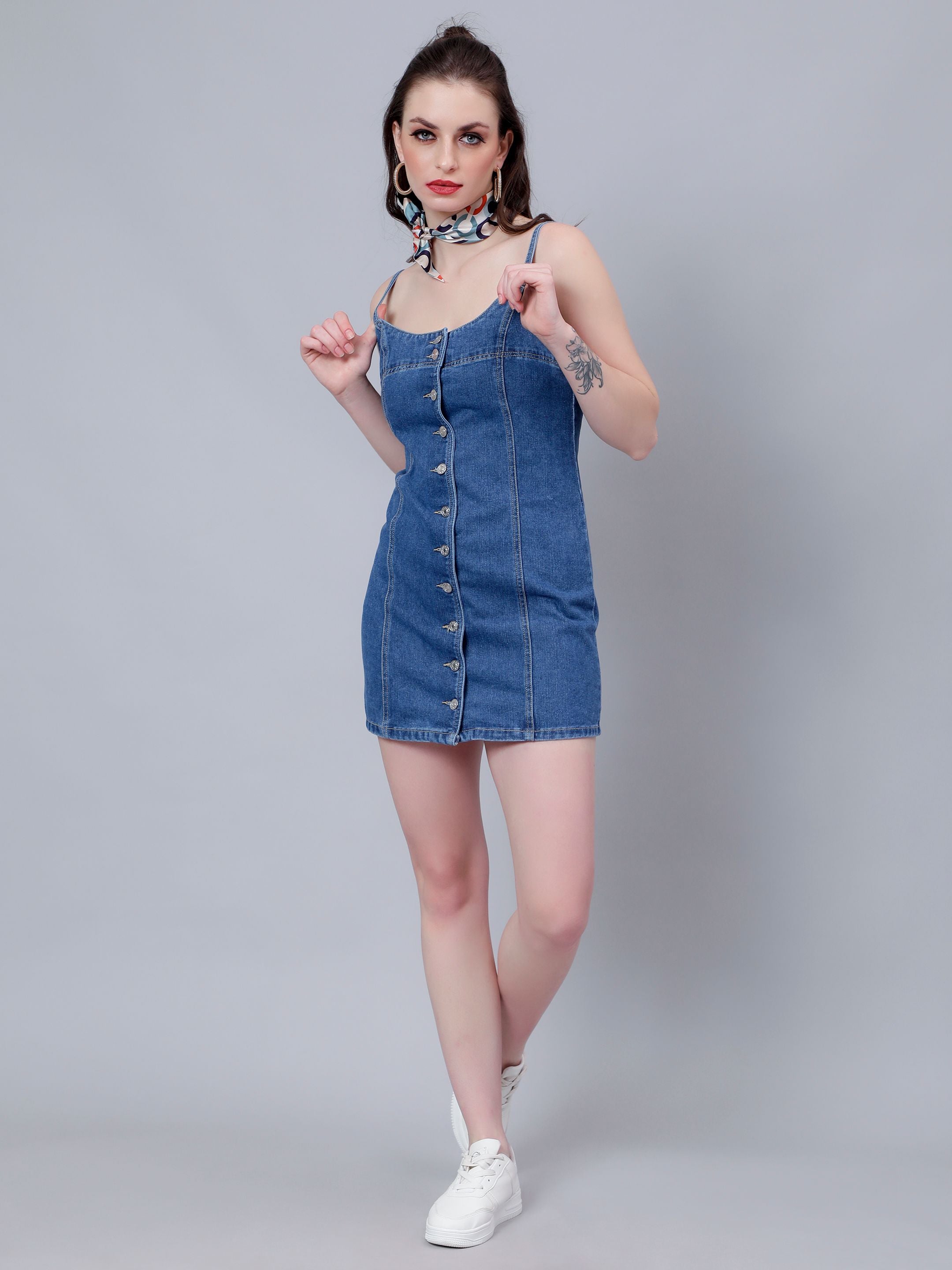 Buttoned Denim Dress