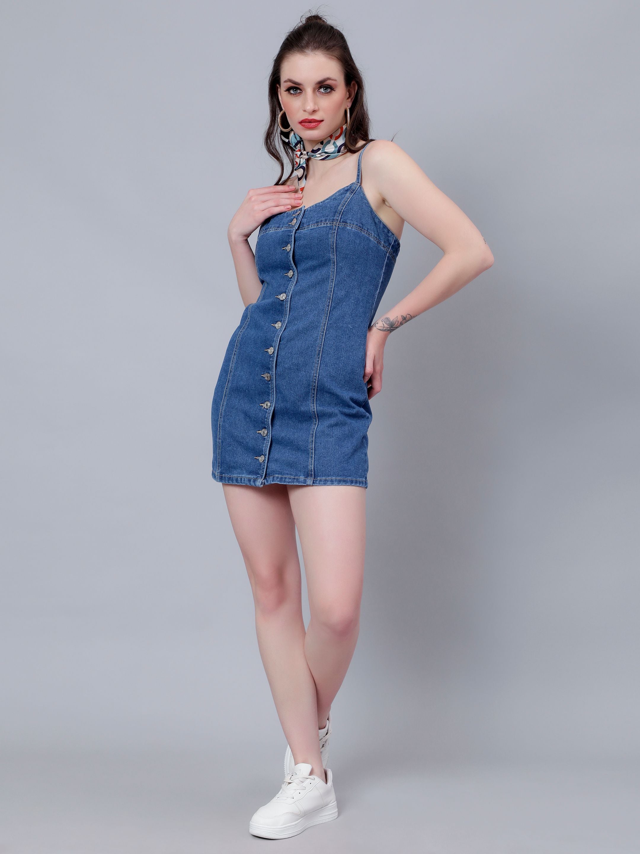 Buttoned Denim Dress