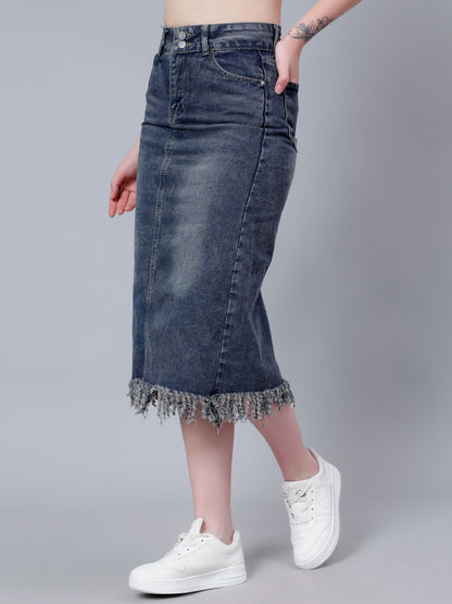 High-Rise Straight Denim Skirt