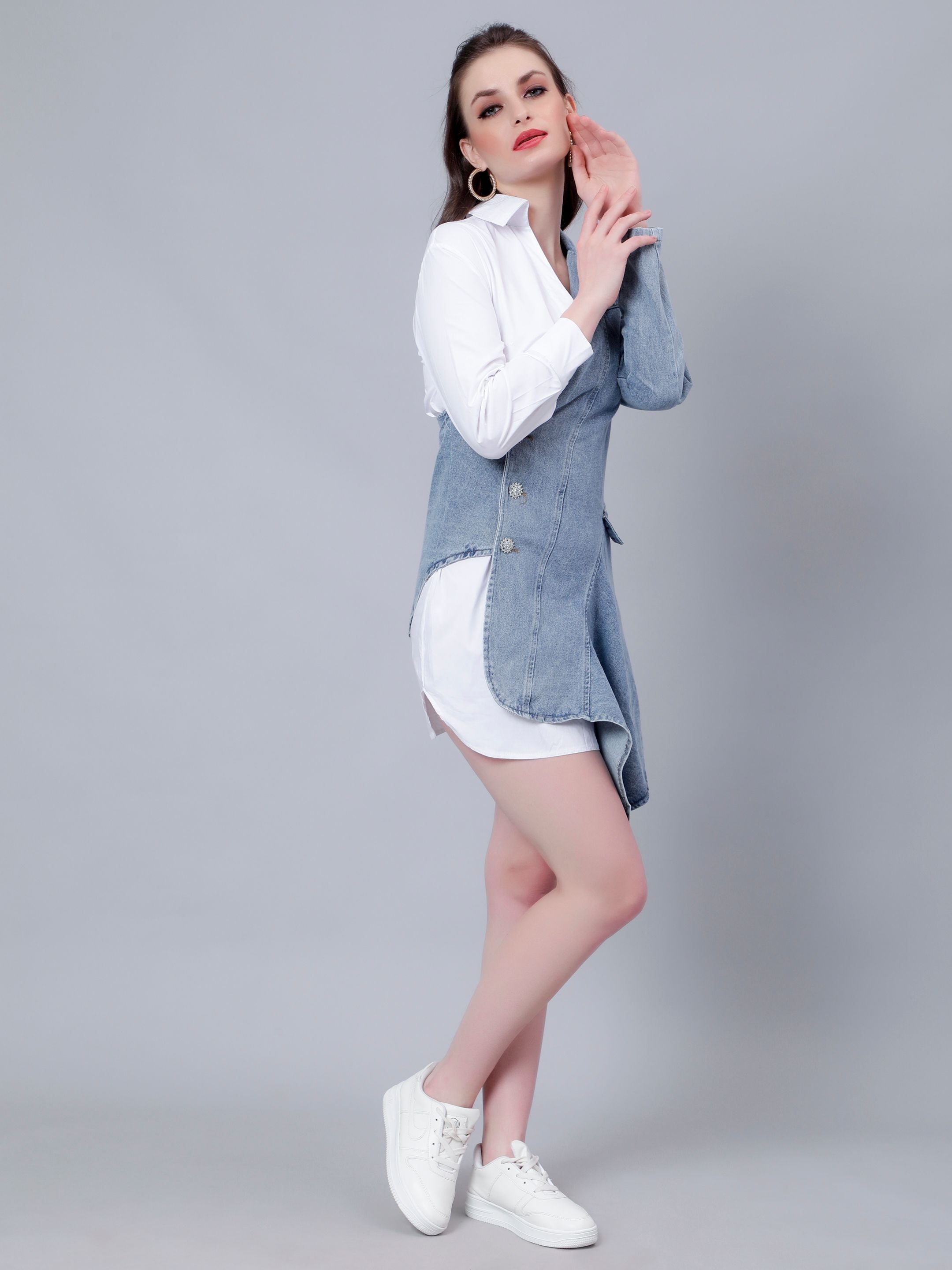 Asymmetrical Denim Shirt Dress