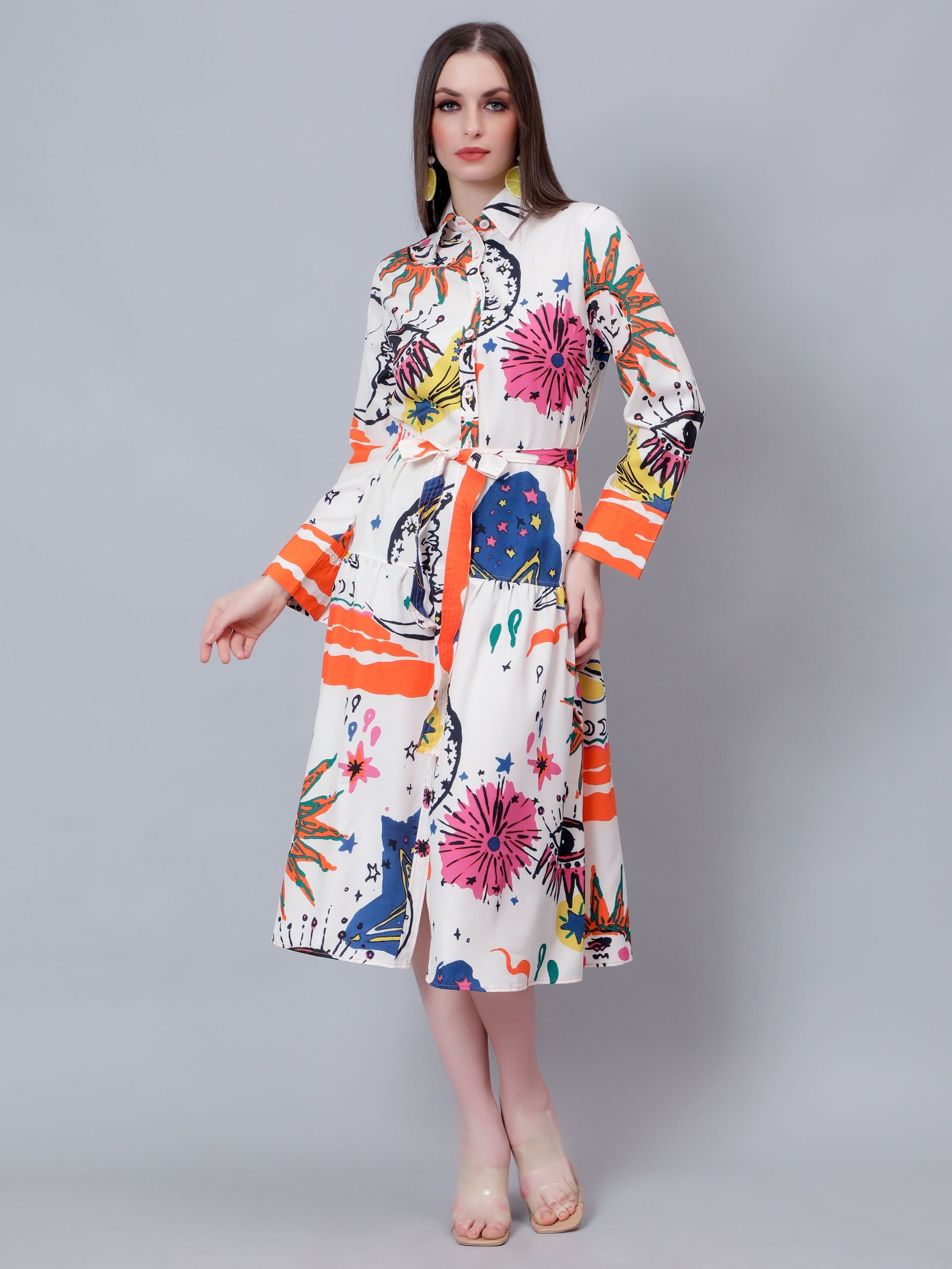 Galaxy Printed Shirt Dress