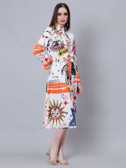 Galaxy Printed Shirt Dress