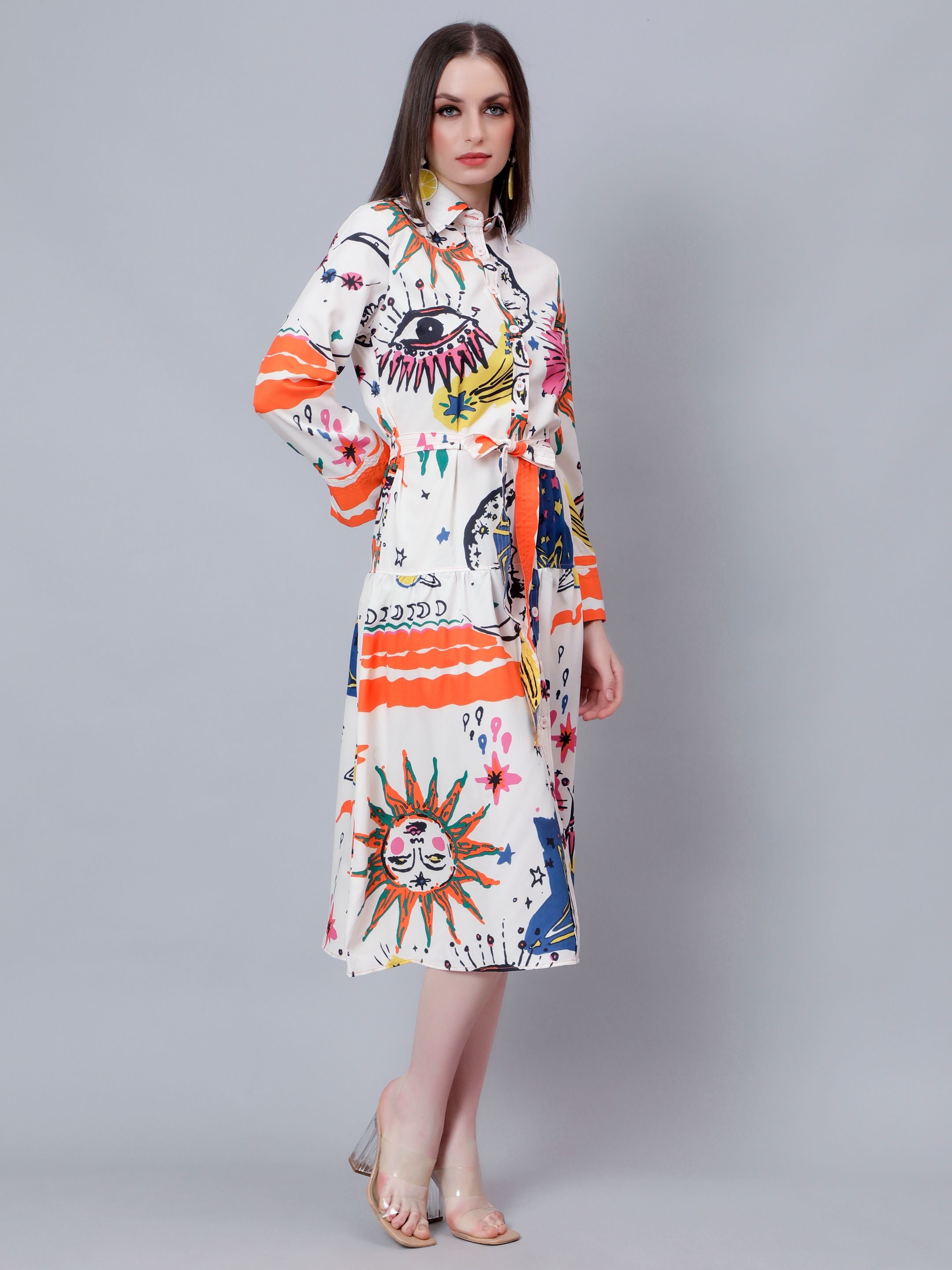 Galaxy Printed Shirt Dress