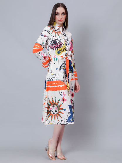 Galaxy Printed Shirt Dress