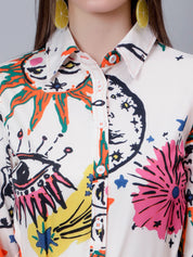 Galaxy Printed Shirt Dress
