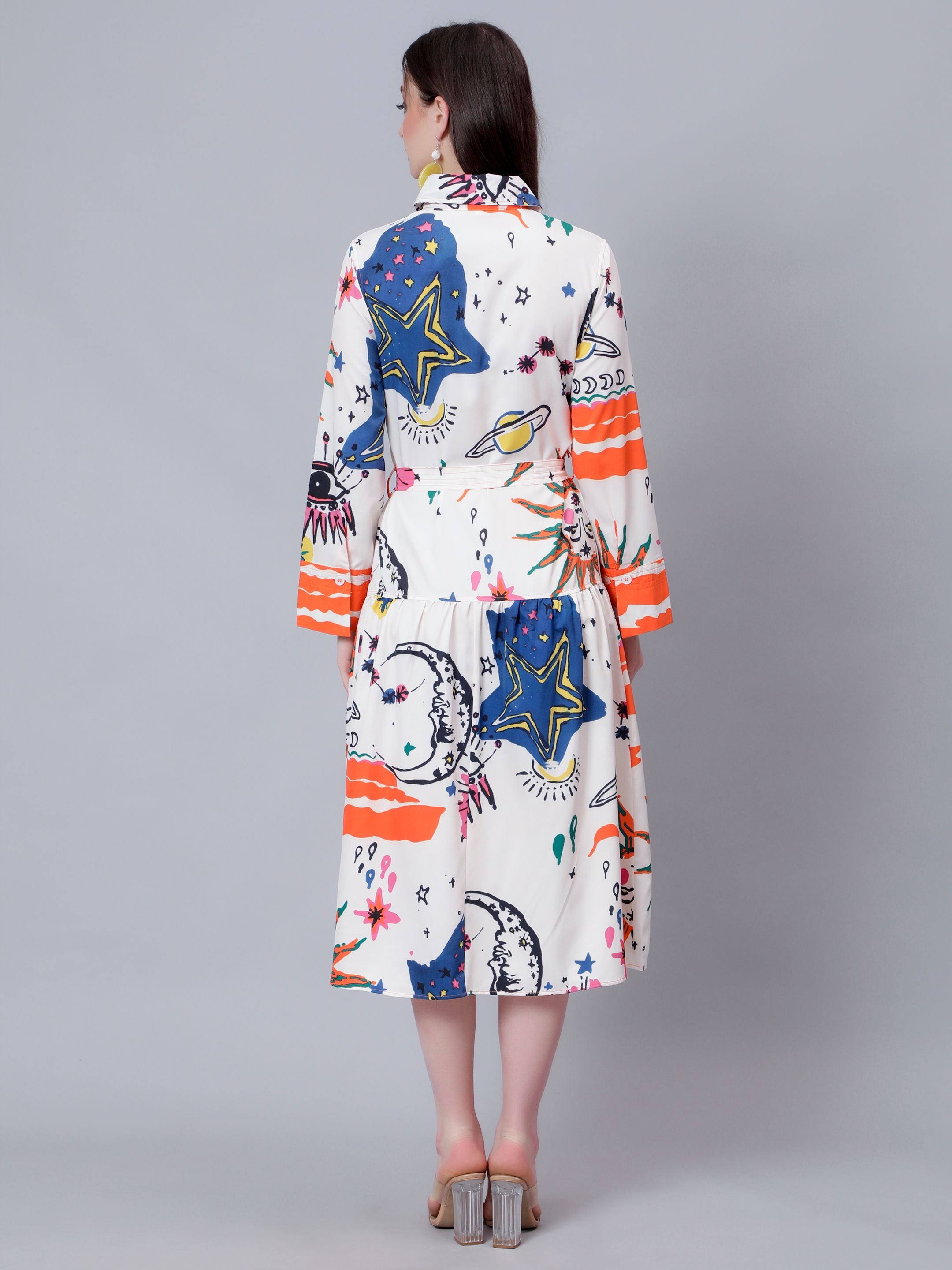 Galaxy Printed Shirt Dress