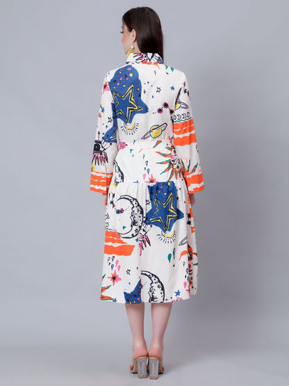 Galaxy Printed Shirt Dress