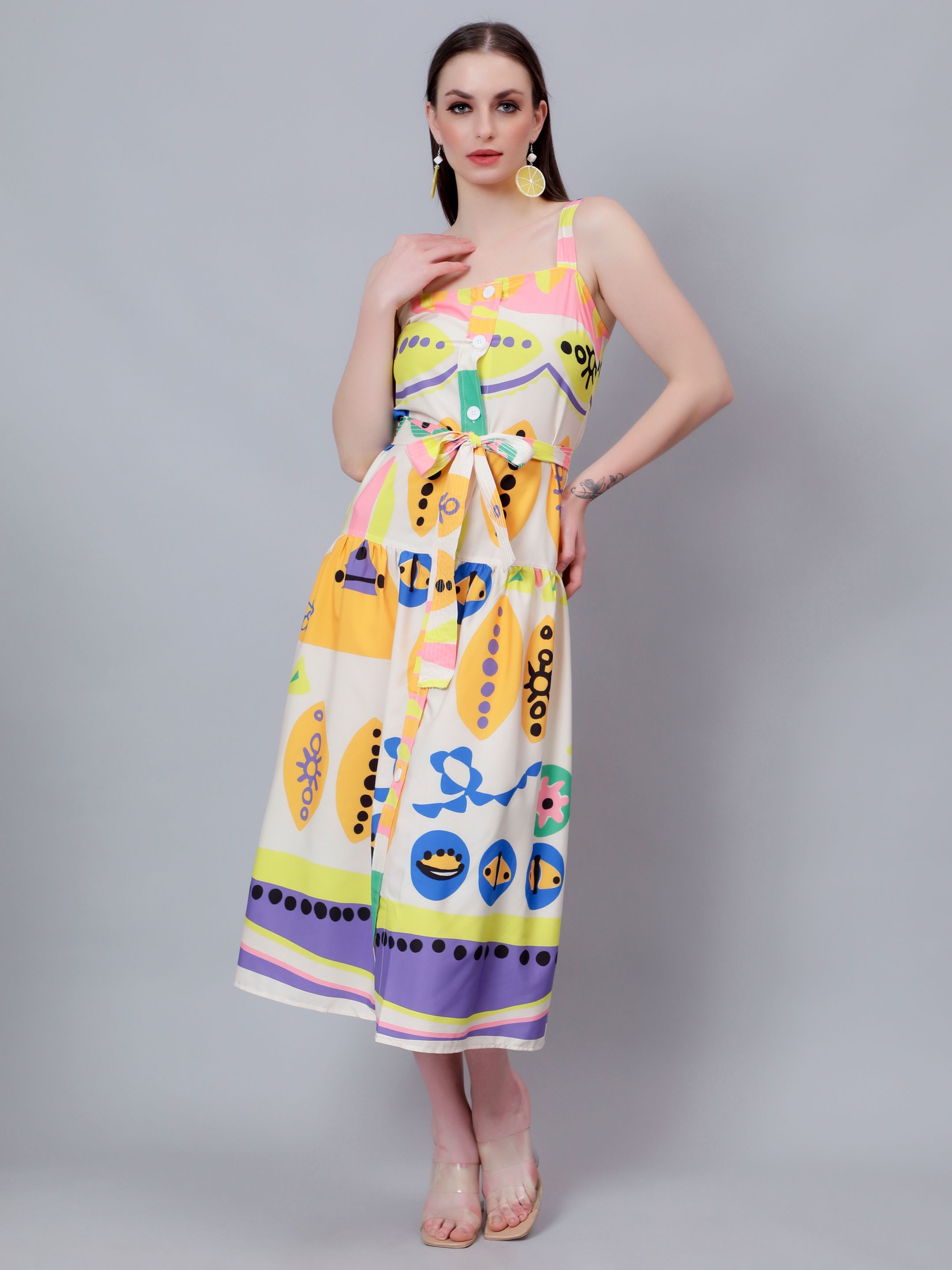 Printed Summer Midi Dress