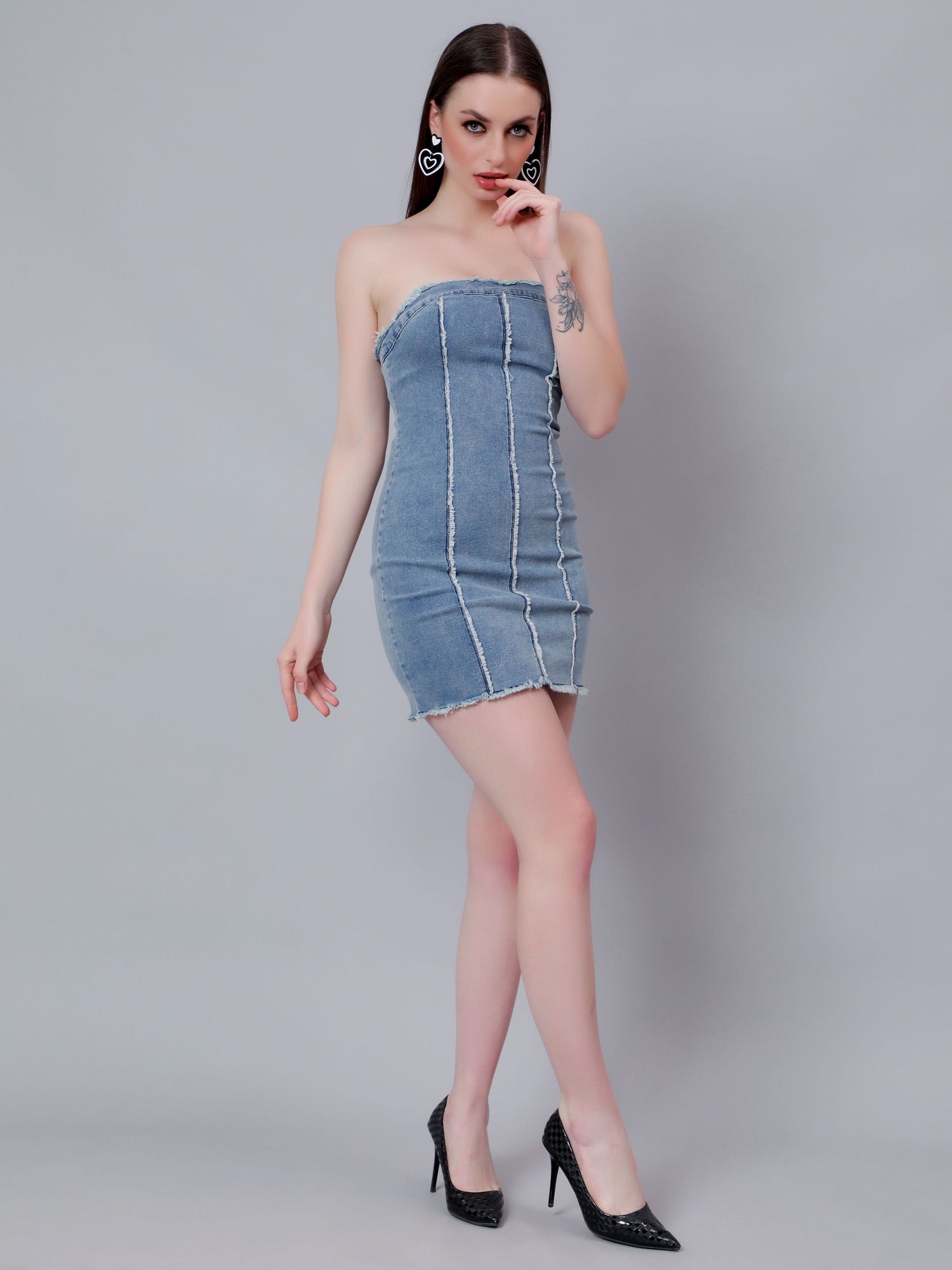 Frayed Denim Bodycon Dress