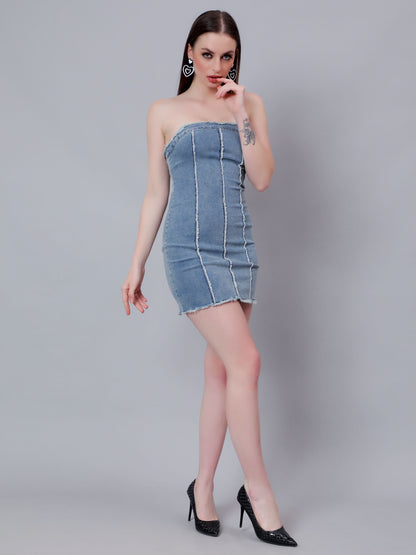 Frayed Denim Bodycon Dress