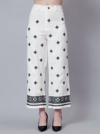 High Waist Embroidered Trousers
