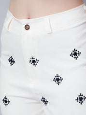 High Waist Embroidered Trousers