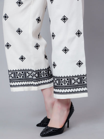 High Waist Embroidered Trousers