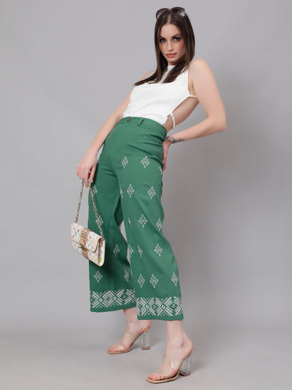 High Waist Embroidered Trousers