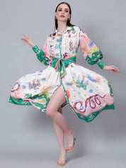 Mystic Animal Printed Shirt Dress