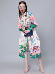 Mystic Animal Printed Shirt Dress