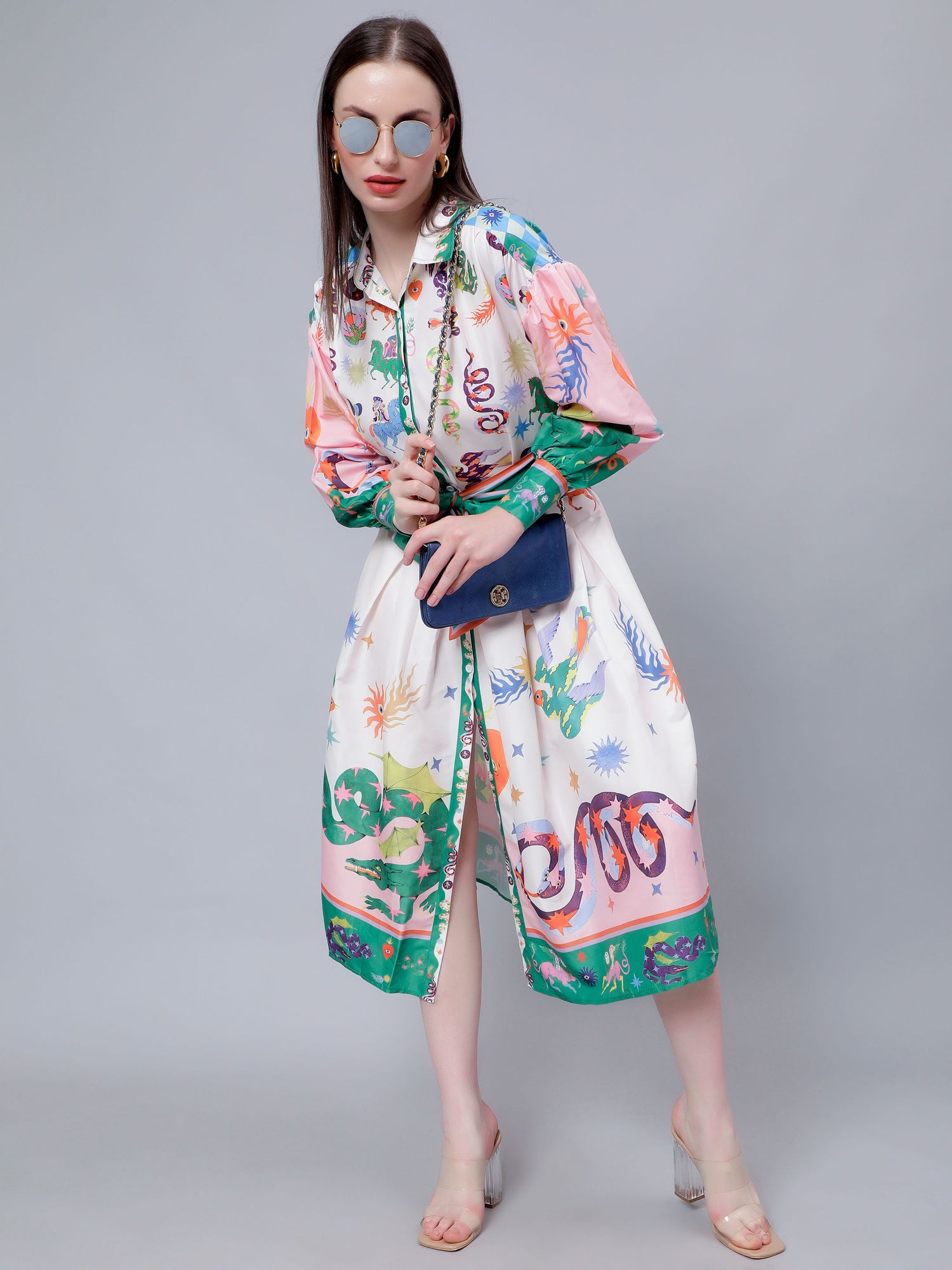 Mystic Animal Printed Shirt Dress