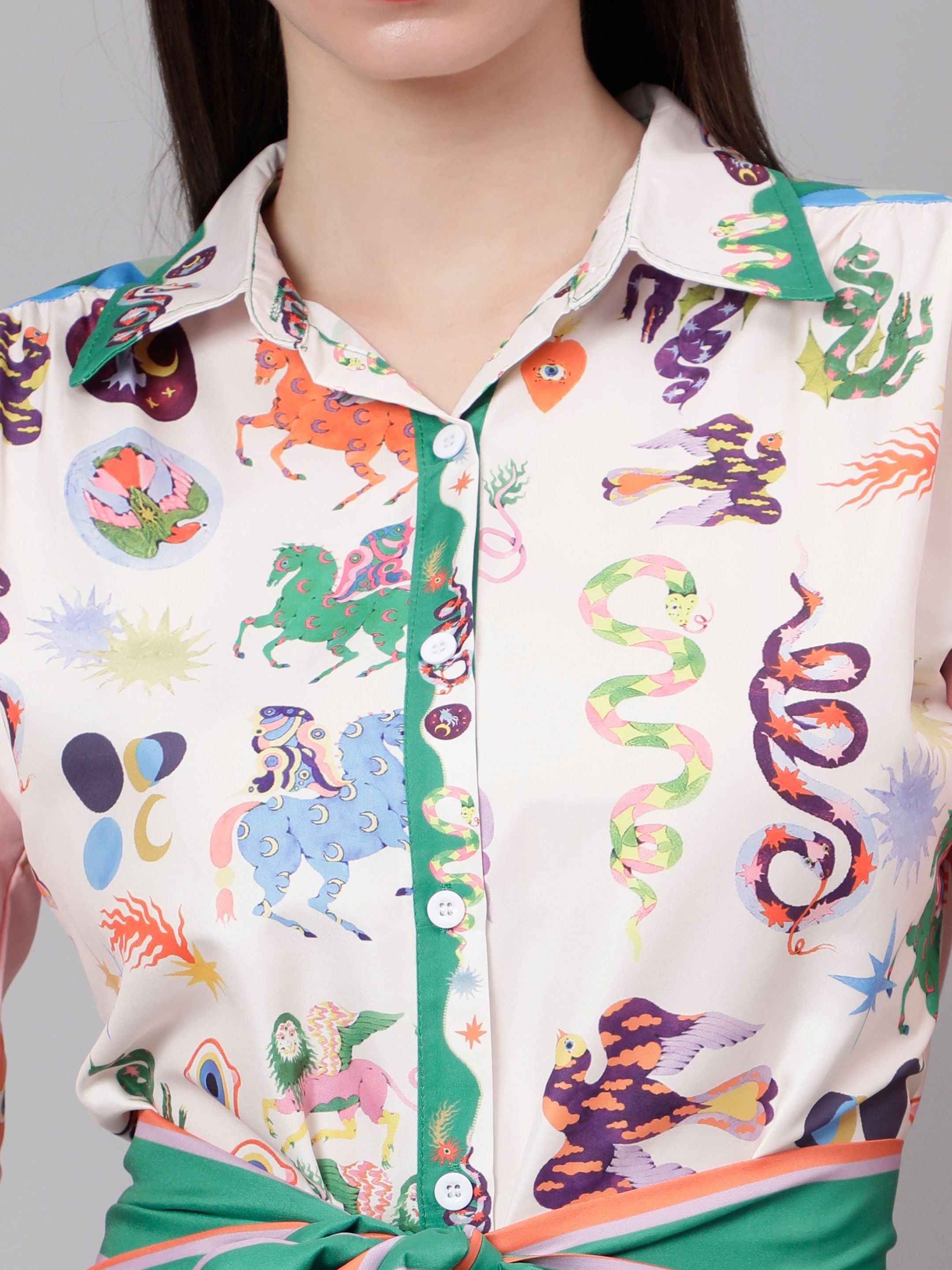 Mystic Animal Printed Shirt Dress