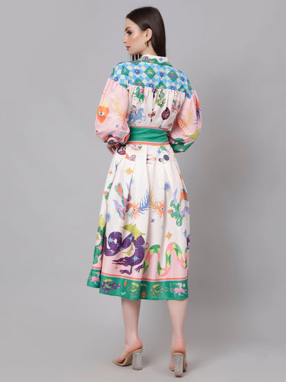Mystic Animal Printed Shirt Dress