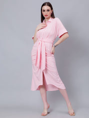 Cinched Waist Belted Shirt Dress