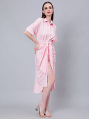 Cinched Waist Belted Shirt Dress
