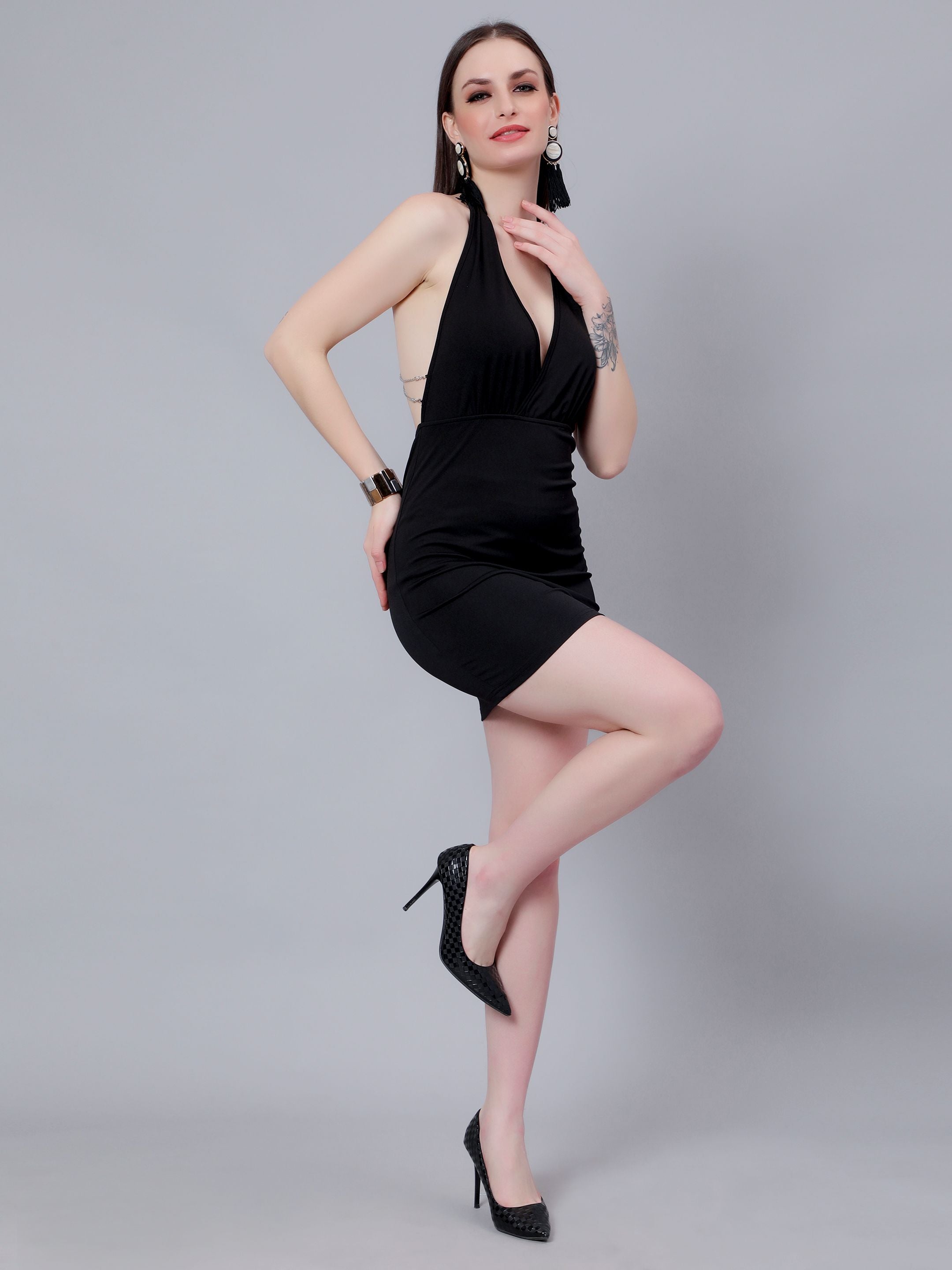 Chain Halter Mini Dress