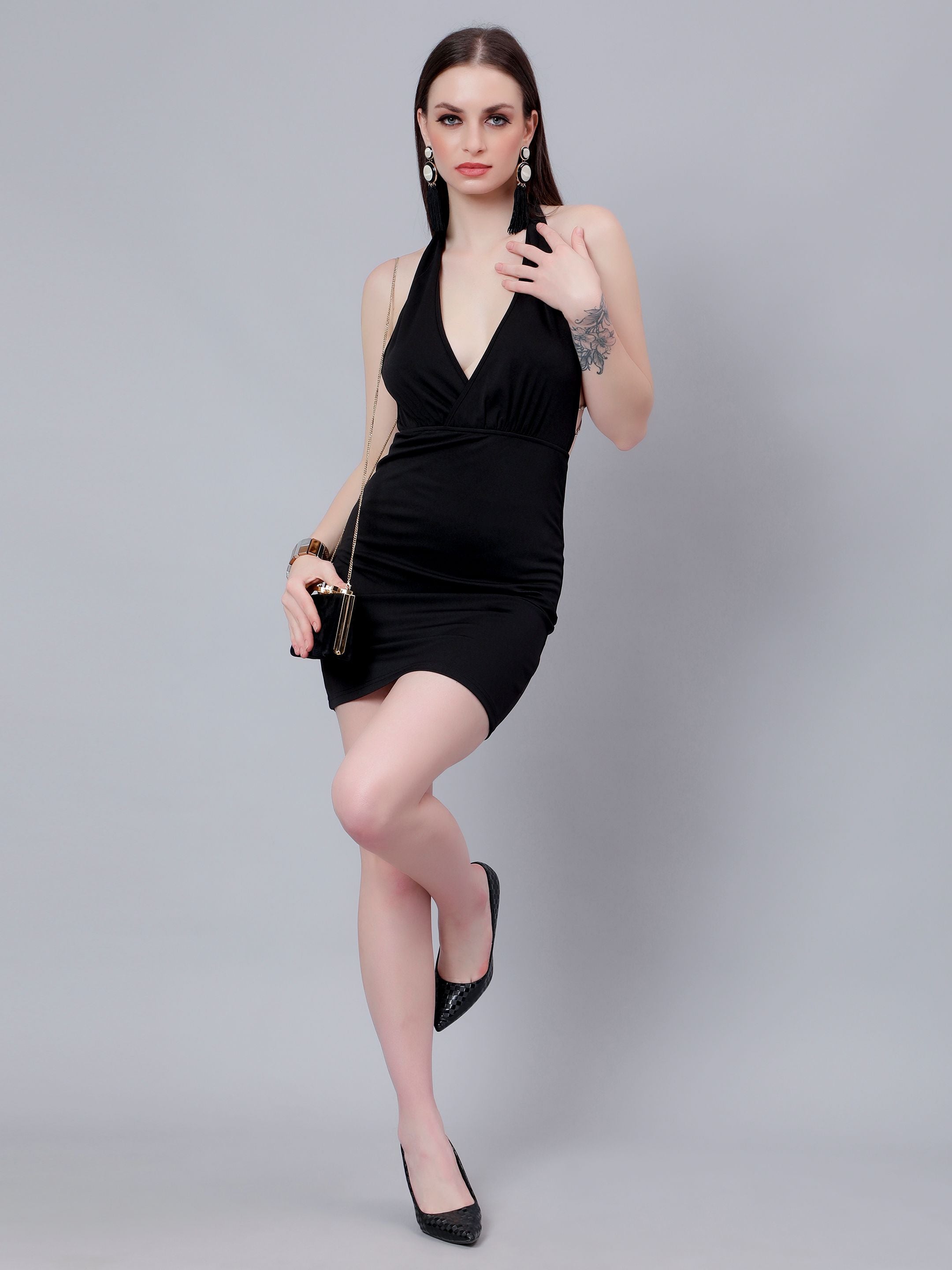 Chain Halter Mini Dress