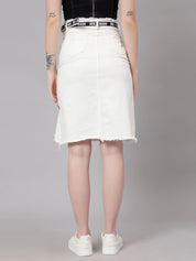 Denim Letter Print Fray Skirt