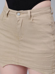 Asymmetrical Denim Mini Skirt