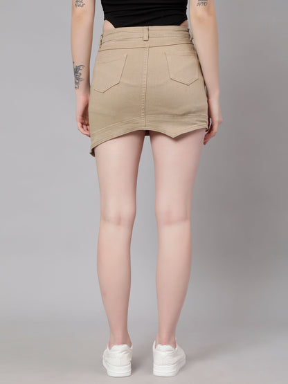 Asymmetrical Denim Mini Skirt